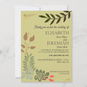 Invitación boda de oro botánico floral elegante y sencillo