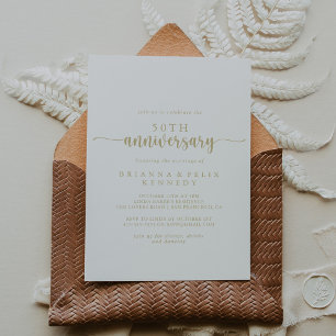 Invitación Boda de oro Caligrafía 50 Aniversario de Boda 