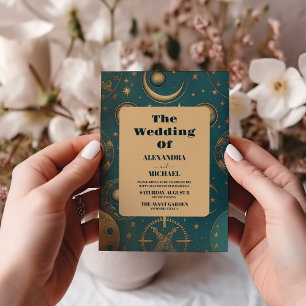 Invitación Boda de oro celeste