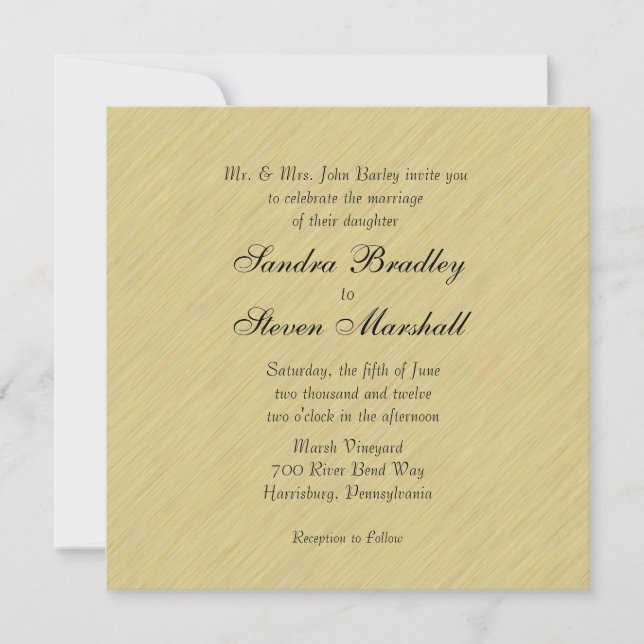 Invitación Boda de oro cepillado suave (Anverso)
