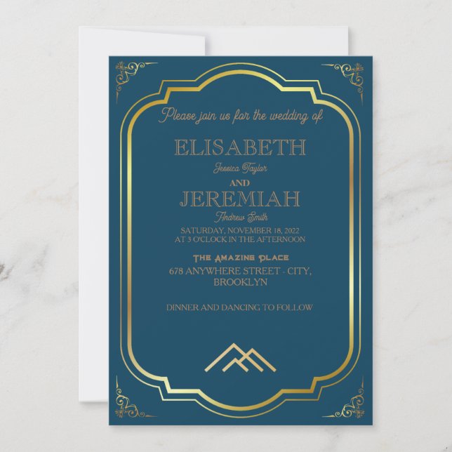 Invitación boda de oro clásico de lujo (Anverso)