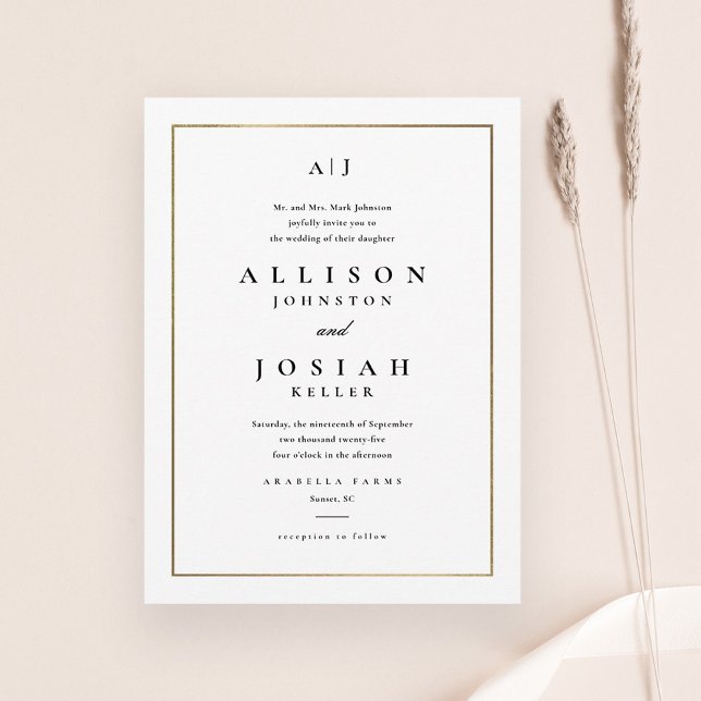 Invitación Boda de oro clásico elegante (Subido por el creador)