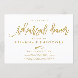 Invitación Boda de oro con mano de moda Ensayo de cena