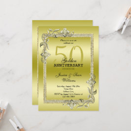 Invitación Boda de Oro de 50 Aniversario Gold Gem & Glitter