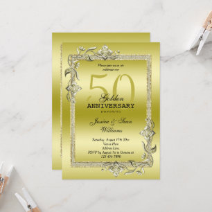 Invitación Boda de Oro de 50 años de Bodas de Oro Gemas y Bri