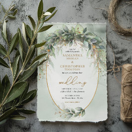 Invitación Boda de oro de boho greenery eucalipto foliage