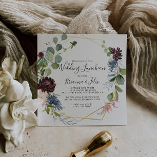 Invitación Boda de oro de Borgoña Ducha luncheon
