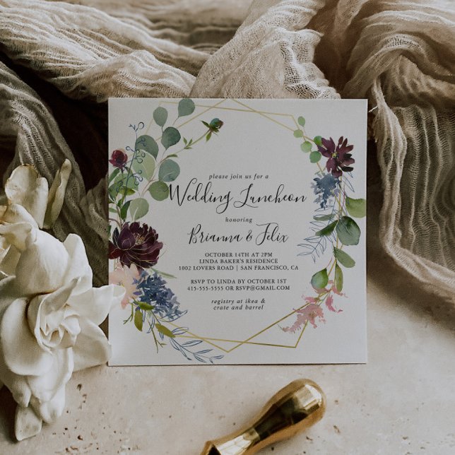 Invitación Boda de oro de Borgoña Ducha luncheon (Subido por el creador)