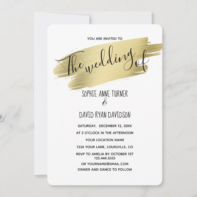 Invitación Boda de oro de caligrafía encantadora (Anverso)