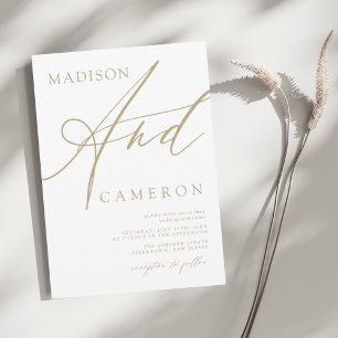 Invitación Boda de oro de caligrafía negrita "Y"