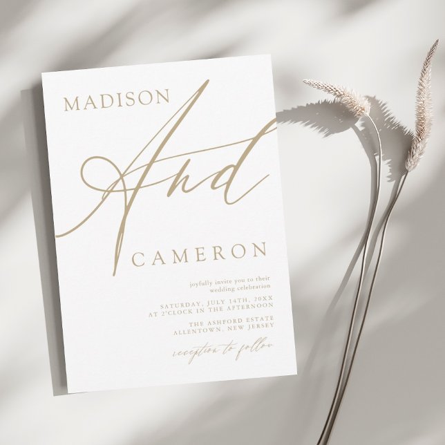 Invitación Boda de oro de caligrafía negrita "Y" (Subido por el creador)