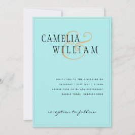 Invitación Boda de oro de clase alta turquesa pálida