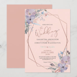 Invitación Boda de oro de color acuático Floral Terra Cotta R
