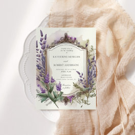 Invitación Boda de oro de color acuático Lavender Floral Rega