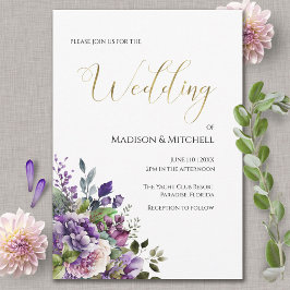 Invitación Boda de oro de color violeta púrpura