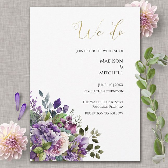 Invitación Boda de oro de color violeta púrpura (Subido por el creador)