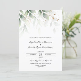 Invitación Boda de oro de eucalipto bohemio