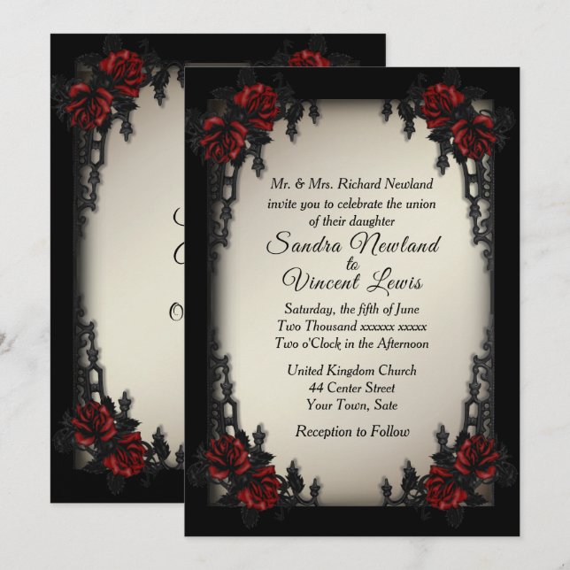 Invitación Boda de oro de Gótico antiguo del barrio francés (Anverso / Reverso)