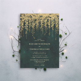 Invitación Boda de oro de hadas encantado de vegetación fores