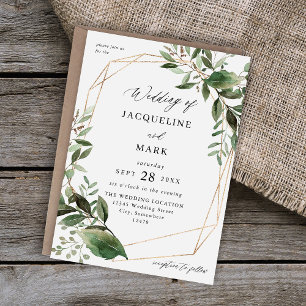 Invitación Boda de oro de hojas y eucalipto