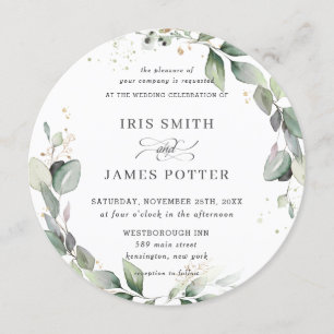 Invitación Boda de oro de la floración de color verde rústico