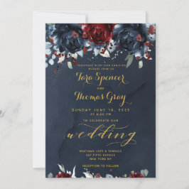 Invitación Boda de oro de la Marina de Borgoña de Cascading P