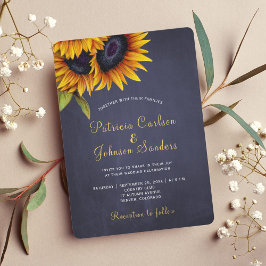 Invitación Boda de oro de la marina de girasol ruso