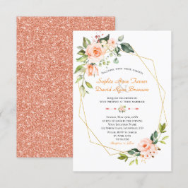 Invitación Boda de oro de las flores de coral vivos de lujo