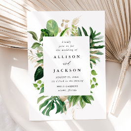 Invitación Boda de oro de las hojas tropicales modernas