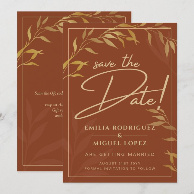 Invitación Boda de ORO de Terracota Presupuestaria Salven Las (Anverso / Reverso)