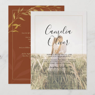 Invitación Boda de ORO de Terracota Rústica todo en 1 con cód