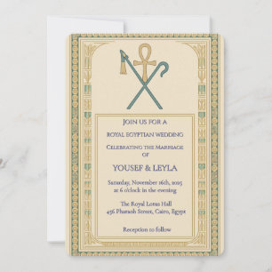 Invitación Boda de oro del Real Egipto Ankh y Scepter