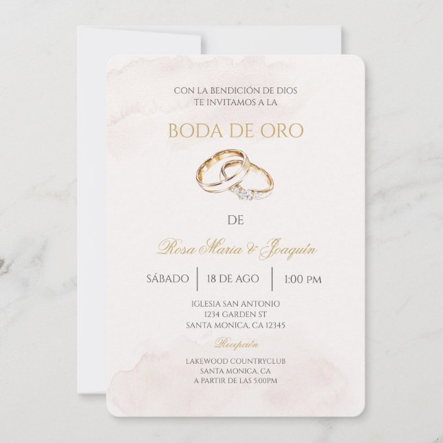 Invitación Boda de oro editable (Anverso)