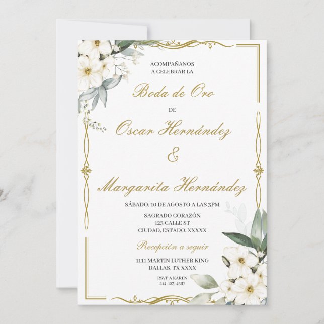 Invitación Boda de oro elegante editable (Anverso)