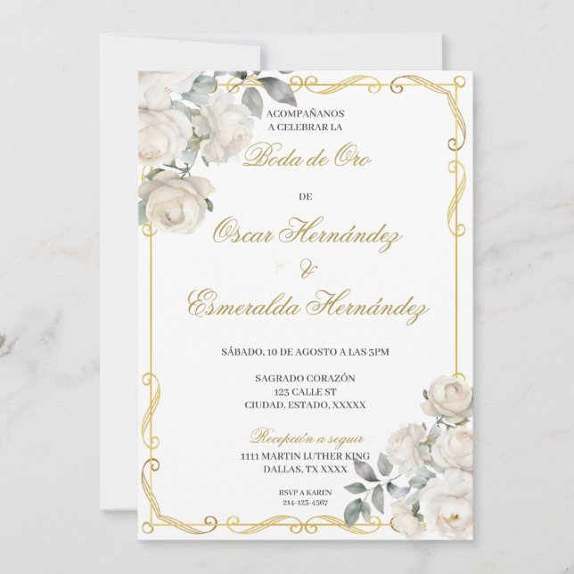 Invitación Boda de oro elegante editable (Anverso)