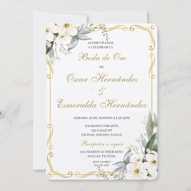 Invitación Boda de oro elegante editable (Anverso)