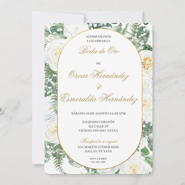 Invitación Boda de oro elegante editable (Anverso)
