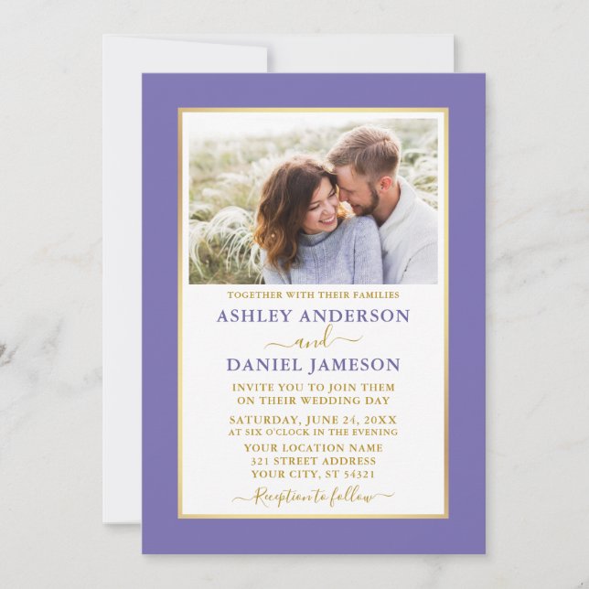 Invitación Boda de oro elegante y moderno (Anverso)