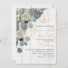 Invitación Boda de Oro Floral de Madera Rusa de Bismillah