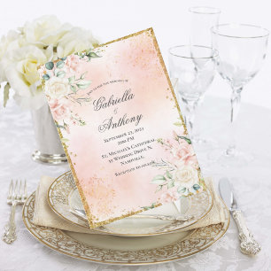 Invitación Boda de oro floral rosa