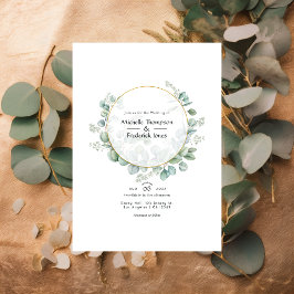 Invitación Boda de oro geométrico Eucalyptus
