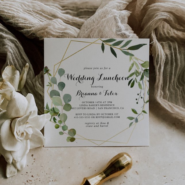 Invitación Boda de oro geométrico  Luncheon Bridal Shower (Subido por el creador)