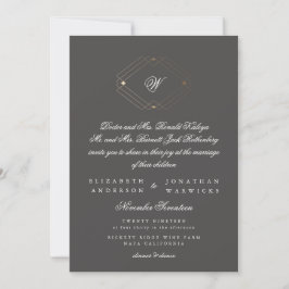 Invitación Boda de oro geométrico moderno y sencillo