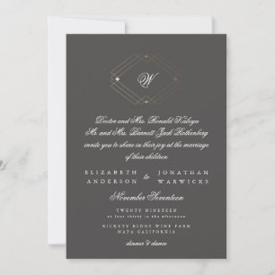 Invitación Boda de oro geométrico moderno y sencillo