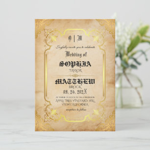 Invitación Boda de oro medieval personalizable