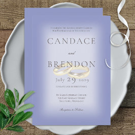 Invitación Boda de oro moderno anillos periwinkle Boda