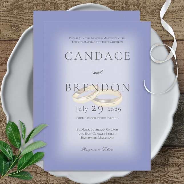 Invitación Boda de oro moderno anillos periwinkle Boda (Subido por el creador)