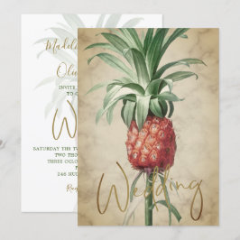 Invitación Boda de oro moderno elegante de piña tropical