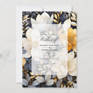 Invitación Boda de oro negro, blanco, taupe y sumiso