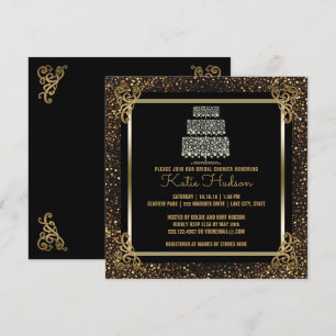 Invitación Boda de oro negro corpiño ducha de novia elegante